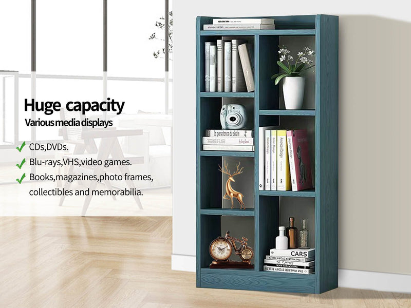 Bookshelf Display Shelf CD DVD Storage Media Rack Cupboard * Lake Blue