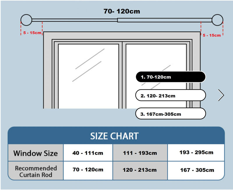 Window Curtain Rods  Extendable Adjustable * 2 Sizes