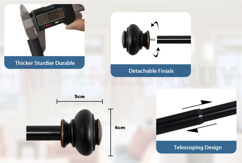 Window Curtain Rods  Extendable Adjustable * 2 Sizes