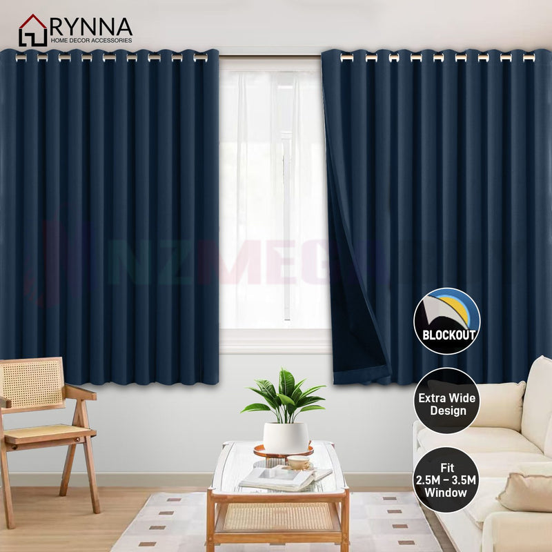 Extra Wide blockout curtain fit Window 2.5 - 3.5M * Navy Blue*3 Sizes