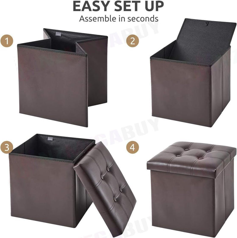 Storage Ottoman, Stable & Sturdy, Foldable Space Saver, Soft Sofa Sponge