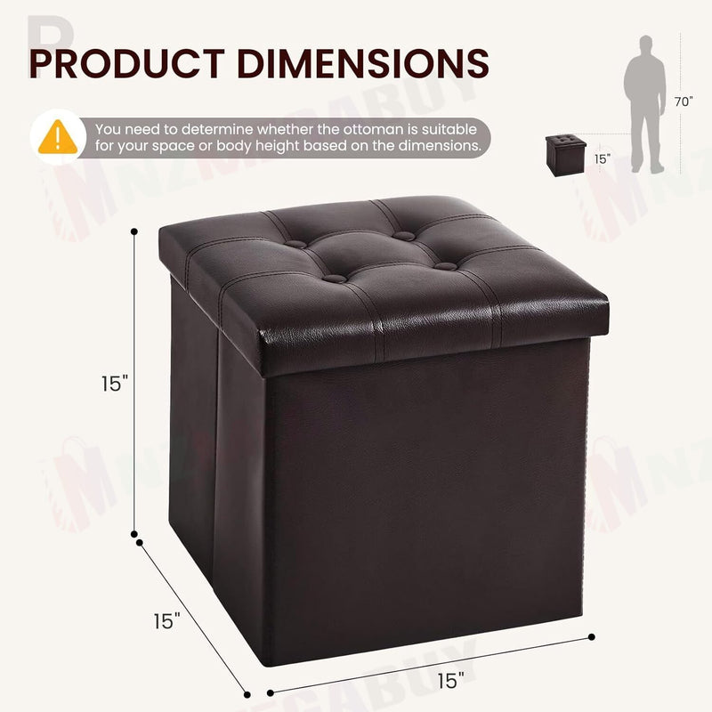 Storage Ottoman, Stable & Sturdy, Foldable Space Saver, Soft Sofa Sponge