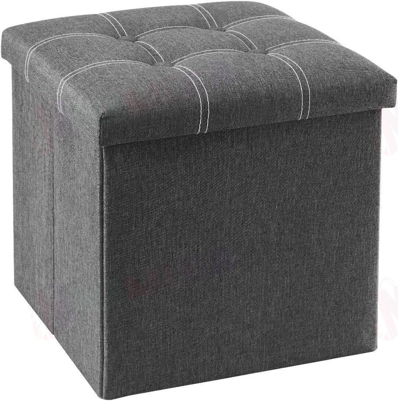 Storage Ottoman, Stable & Sturdy, Foldable Space Saver, Soft Sofa Sponge - Grey