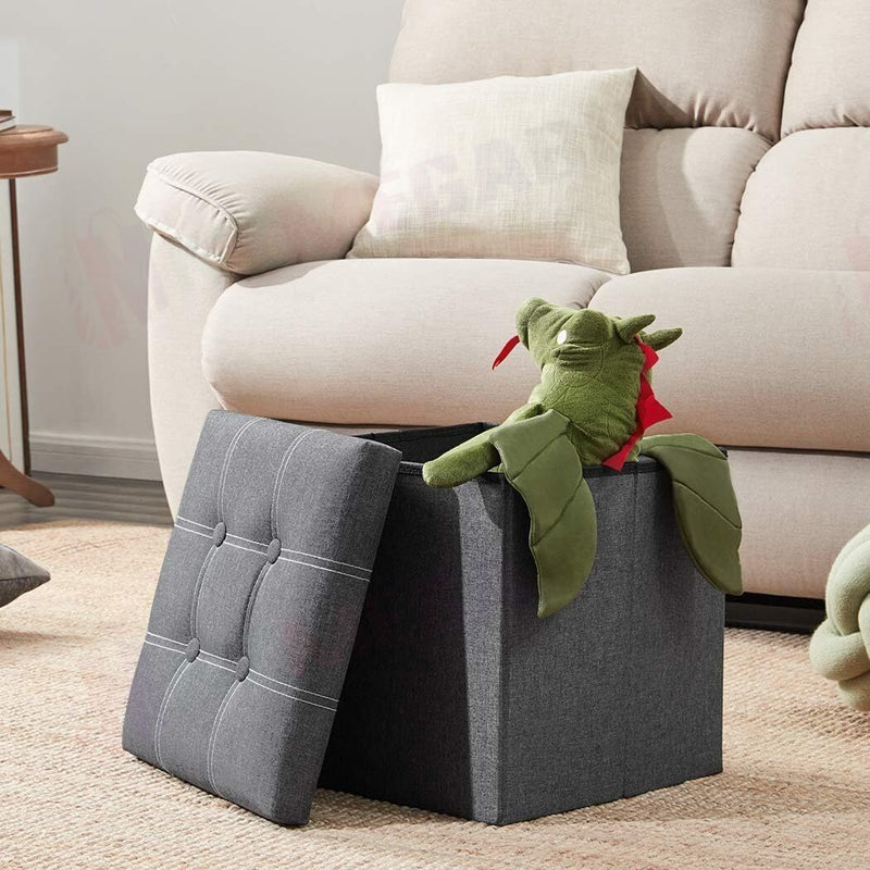 Storage Ottoman, Stable & Sturdy, Foldable Space Saver, Soft Sofa Sponge - Grey