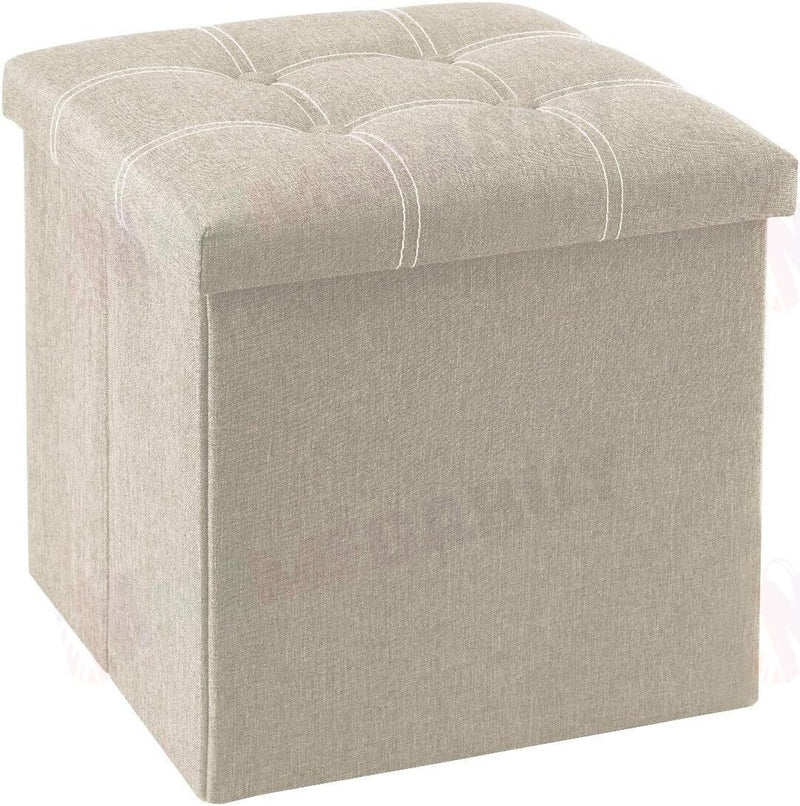 Storage Ottoman, Stable & Sturdy, Foldable Space Saver, Soft Sofa Sponge -Beige