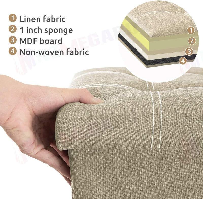 Storage Ottoman, Stable & Sturdy, Foldable Space Saver, Soft Sofa Sponge -Beige