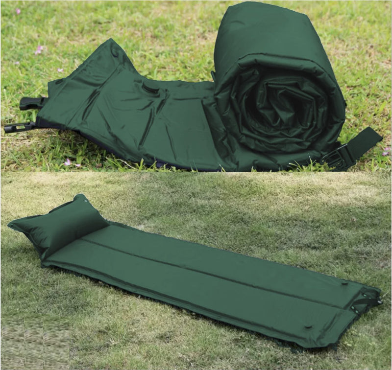 1x Self Inflating Mattress Camping Hiking Airbed Mat Sleeping with Pillow *GREEN