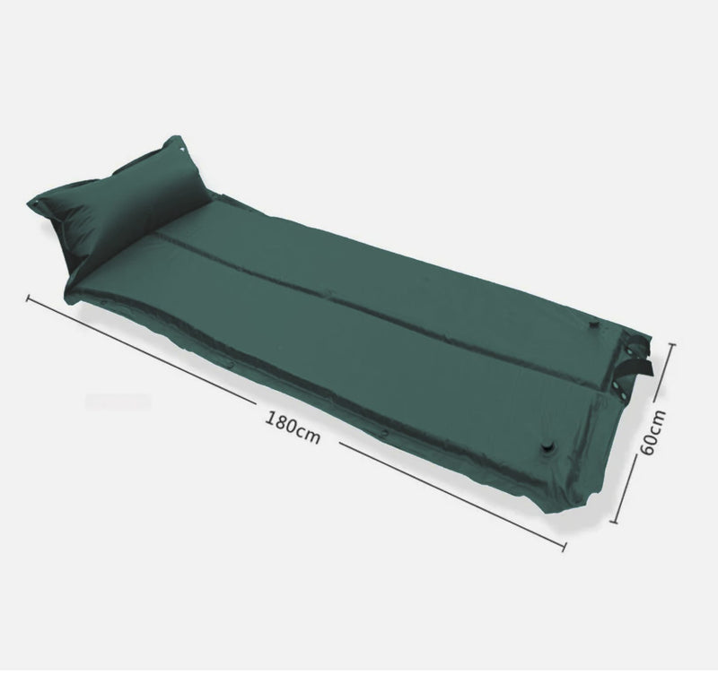 1x Self Inflating Mattress Camping Hiking Airbed Mat Sleeping with Pillow *GREEN