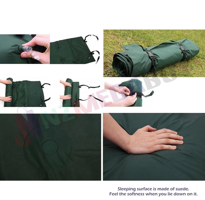 1x Self Inflating Mattress Camping Hiking Airbed Mat Sleeping with Pillow *GREEN