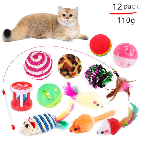 pet Toys 12pc Cat Toy Channel Tease Cat Stick Supplies Value Combination