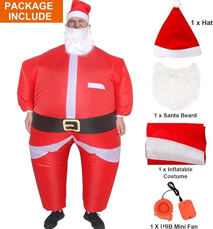 Santa Fancy Dress Inflatable Suit - Fan Operated Costume