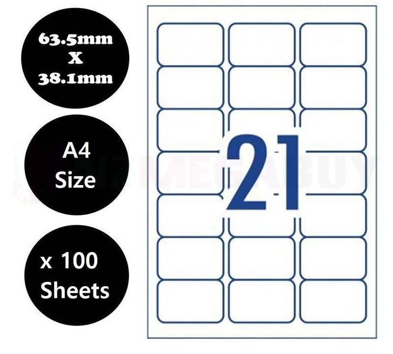 100x A4 Labels Sticker Paper Mailing Address Office Laser Inkjet (9 Patterns)