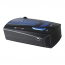nzmegabuy V7 vehicle radar detector in black and blue with 360-degree full-band speed monitoring and voice alerts