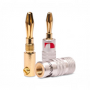 nzmegabuy 24K gold-plated copper banana plugs with red and black rings for secure speaker wire connections