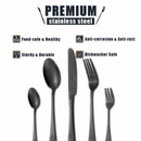 nzmegabuy 20-piece black stainless steel cutlery set with ornate embossed handles and mirror-polished finish