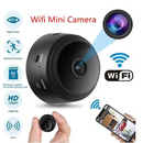 nzmegabuy black mini WiFi security camera with 1080P HD, night vision, motion detection, and smartphone app control.
