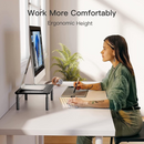 nzmegabuy height-adjustable black metal monitor stand riser with perforated mesh platform on a white desk