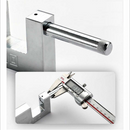 nzmegabuy hardened steel shipping container padlock being measured with digital calipers for precise dimensions