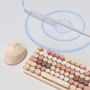 nzmegabuy wireless keyboard and mouse set with retro round keys in a multi-color beige and pink palette