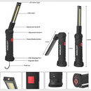 nzmegabuy foldable USB rechargeable COB LED work light with magnetic base, hook, and multiple lighting modes