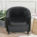 Tub Chair Cover + Cushion Cover  VELVET  Black