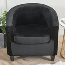 nzmegabuy black velvet tub chair slipcover with matching cushion cover on a modern armchair