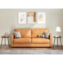 nzmegabuy round side tables with rimu wood-look tops and black metal legs placed beside a tan leather sofa