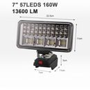 nzmegabuy 7-inch LED work light for Makita 18V battery with 57 LEDs, 160W power, and adjustable angle mount.