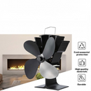nzmegabuy 4-blade black aluminium heat powered stove fan for efficient wood burner air circulation