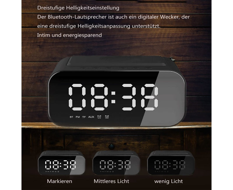 3 in 1 Alarm Clock Wireless Charger With Bluetooth Speaker - Black