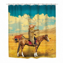 nzmegabuy waterproof polyester shower curtain featuring a funny cat cowboy riding a horse in a desert landscape