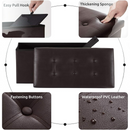 nzmegabuy coffee brown foldable storage ottoman bench with button-tufted waterproof faux leather and sponge padding