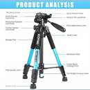 nzmegabuy ZOMEI 55-inch blue aluminium camera tripod with 3-way pan head, quick-release plate, and stability hook
