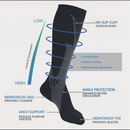 nzmegabuy black graduated compression socks with reinforced heel, arch support, and no-slip cuff for sport and travel
