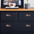 nzmegabuy antique bronze shell-shaped cabinet handles installed on black drawers for a vintage furniture look