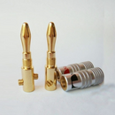 nzmegabuy 8-piece set of 24K gold-plated banana plugs for speaker wire with red and black polarity rings