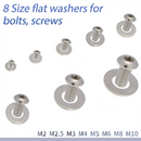 nzmegabuy 580pcs 304 stainless steel flat washer assortment kit in various sizes from M2 to M12 on bolts
