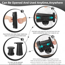 nzmegabuy black portable folding stool showing step-by-step instructions for opening and closing the telescopic seat