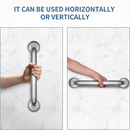 nzmegabuy 304 stainless steel safety grab bar shown mounted vertically and horizontally for bathroom support