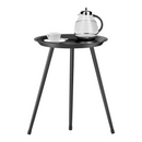 nzmegabuy round black metal side table with a tray-style top, featuring a minimalist design for modern living rooms.
