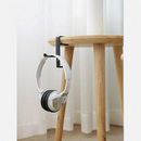 nzmegabuy black metal desk-clamp headphone hanger holding white over-ear headphones on a wooden table