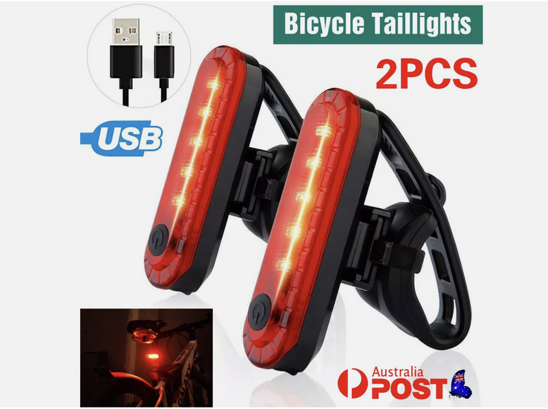 2pcs Bicycle Rear Tail Light Cycling 4Modes USB Rechargeable LED Bike Front Lamp