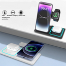 nzmegabuy 3-in-1 wireless charging station in black and white, charging an iPhone, Apple Watch, and AirPods simultaneously