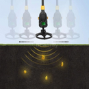 nzmegabuy underground metal detector with LCD screen showing detection of buried gold nuggets in soil