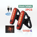 nzmegabuy 2-pack USB rechargeable red LED bicycle tail lights with four lighting modes and tool-free mounting straps