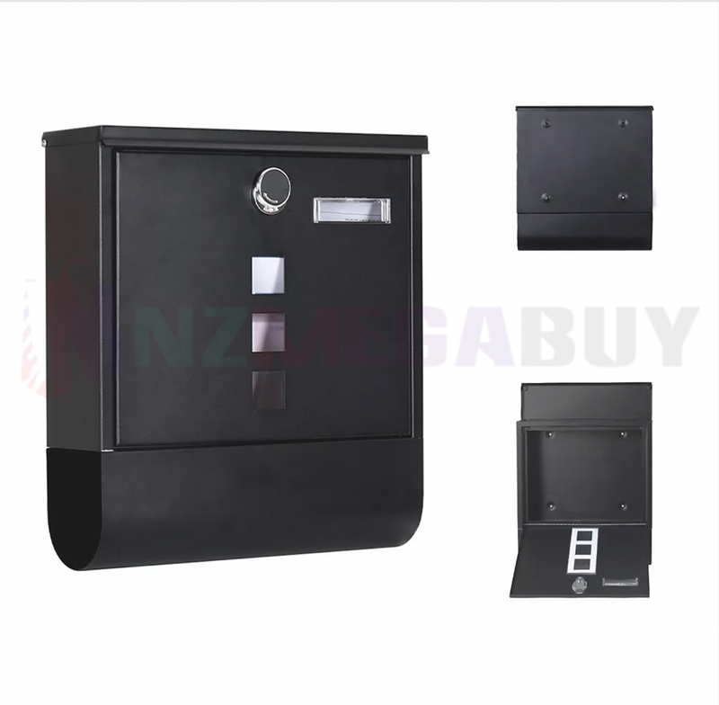 Mailbox Wall-Mounted Letter box w/ Paper Holder & Key Lock