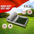 nzmegabuy heavy-duty 160gsm reversible silver and dark green polyethylene tarpaulin on a grassy field