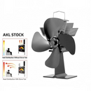 nzmegabuy 4-blade black aluminium heat powered stove fan for efficient wood burner air circulation