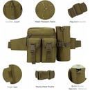 nzmegabuy army green tactical waist pack with water-resistant fabric, multiple compartments, and bottle holder