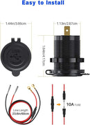 USB Car Charger Dual QC3.0+ PD Port With Voltmeter Outlet Socket for 12V Boat RV * 2 Colors